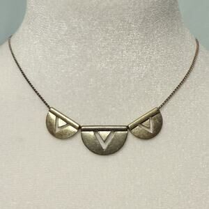 VTG Y2k Necklace Antiqued Silver Tone Cutaway Half Moons Punk core 17" Aero Deco